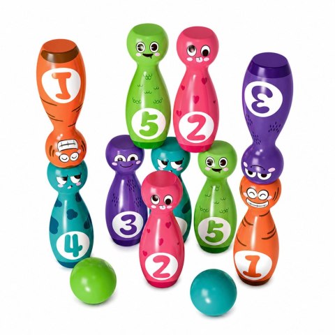 Kręgle Z Buźkami Edukacyjne Dla Dzieci Gra Zręcznościowa Sportowa 10 szt. LEAN Toys