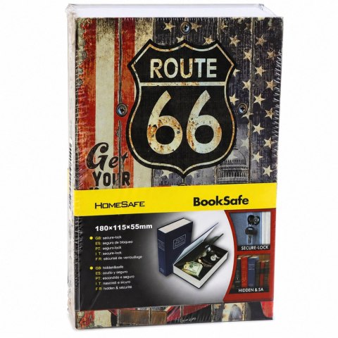 Książka Sejf Na Klucz Mała Kasetka Skrytka Na Pieniądze Route 66 LEAN Toys