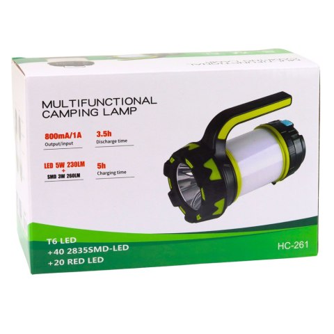 Latarka Lampa LED 2W1 Kempingowa Turystyczna Akumulatorowa Wielofunkcyjna LEAN