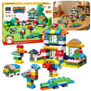 Miękkie Klocki Konstrukcyjne Sensoryczne Silikonowe Domek Zwierząt 151 el. LEAN Toys