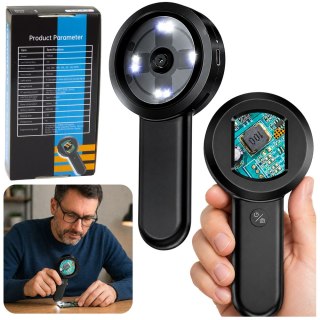 Przenośny Mikroskop Cyfrowy Ręczny Kamera HD 100x Ekran IPS 8 Diod LED LEAN Toys