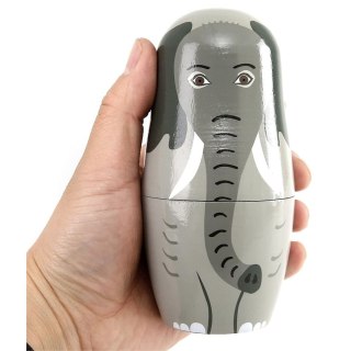 Zestaw Drewniane Lalki Matrioszki Układanka Figurki Dzikie Zwierzęta 5 szt. LEAN Toys