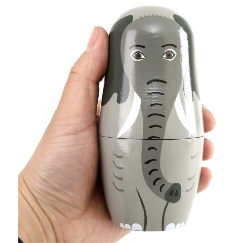 Zestaw Drewniane Lalki Matrioszki Układanka Figurki Dzikie Zwierzęta 5 szt. LEAN Toys