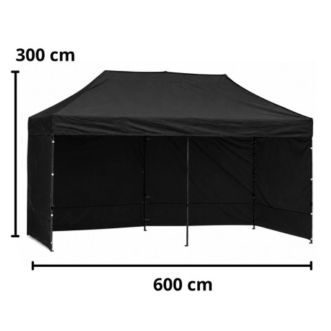 Namiot Ekspresowy Ogrodowy Cateringowy Pawilon Handlowy Czarny 3x6 M LEAN