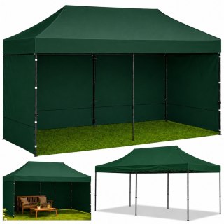 Namiot Ekspresowy Ogrodowy Cateringowy Pawilon Handlowy Zielony 3x6 M LEAN