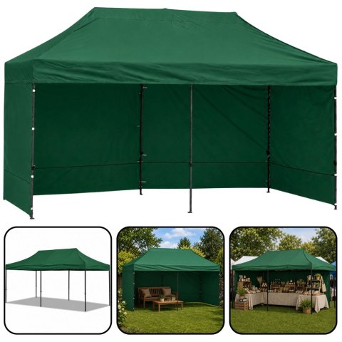 Namiot Ekspresowy Ogrodowy Cateringowy Pawilon Handlowy Zielony 3x6 M LEAN