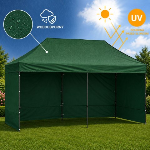 Namiot Ekspresowy Ogrodowy Cateringowy Pawilon Handlowy Zielony 3x6 M LEAN