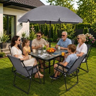 Zestaw Meble Ogrodowe Stół Krzesła Metalowe Parasol Na Balkon Taras Ogród LEAN