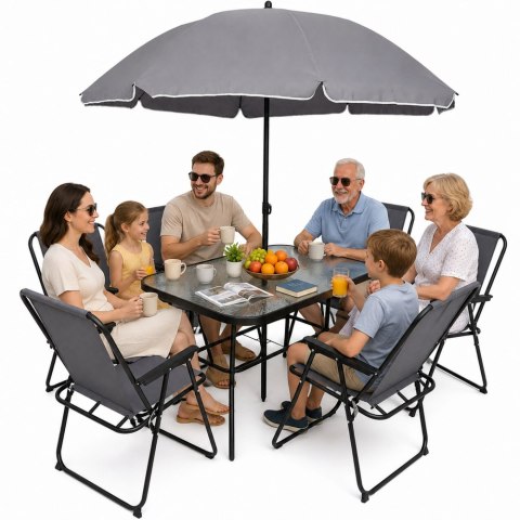 Zestaw Meble Ogrodowe Stół Krzesła Metalowe Parasol Na Balkon Taras Ogród LEAN