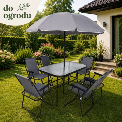 Zestaw Meble Ogrodowe Stół Krzesła Metalowe Parasol Na Balkon Taras Ogród LEAN
