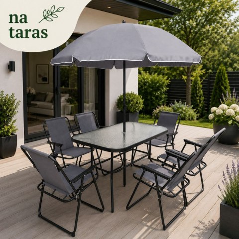 Zestaw Meble Ogrodowe Stół Krzesła Metalowe Parasol Na Balkon Taras Ogród LEAN