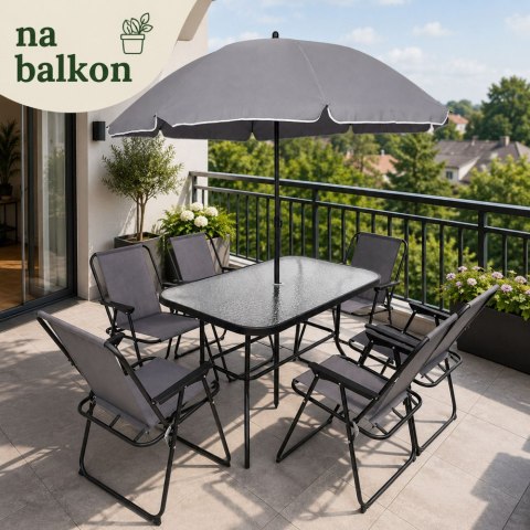 Zestaw Meble Ogrodowe Stół Krzesła Metalowe Parasol Na Balkon Taras Ogród LEAN