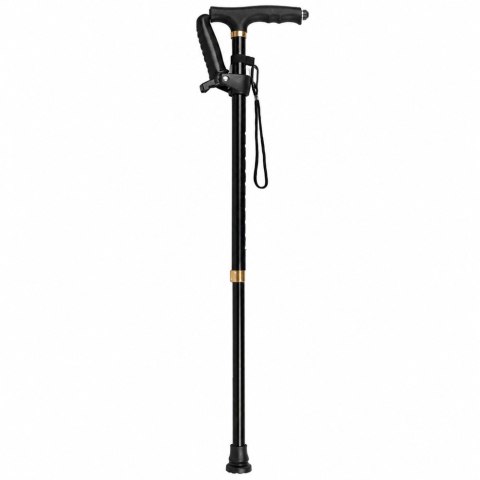 Laska Składana Regulowana Z Latarką LED Dla Seniora Czarna 80-100 cm LEAN