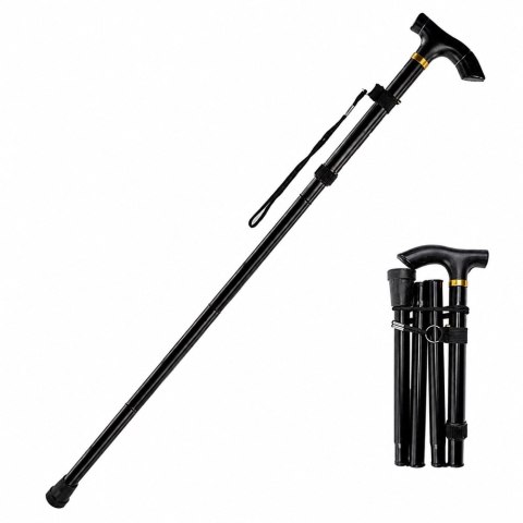 Laska Teleskopowa Składana Regulowana Aluminiowa Dla Seniora Czarna 85-95cm LEAN
