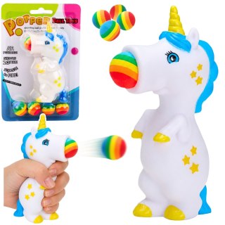 Gumowy Strzelający Piłkami Jednorożec Wyrzutnia Dla Dzieci 5 szt. Piłek LEAN TOYS