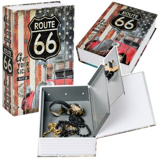 Książka Sejf Na Klucz Mała Kasetka Skrytka Na Pieniądze Route 66 Duża LEAN Toys