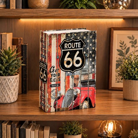 Książka Sejf Na Klucz Mała Kasetka Skrytka Na Pieniądze Route 66 Duża LEAN Toys