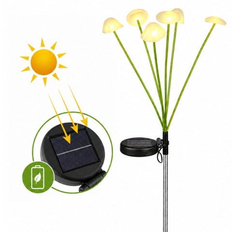 Lampka Solarna Ogrodowa Dekoracyjna Grzybki Ciepłe Światło LED 70cm LEAN