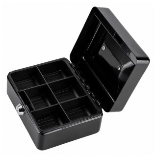 Mała Kasetka Na Pieniądze Metalowa Sejf Skrytka Na Klucz Czarna 13x10 cm LEAN
