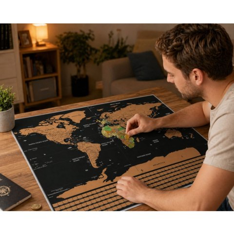 Mapa Świata Zdrapywanka Plakat Do Drapania Dla Podróżnika 82 x 59 cm LEAN