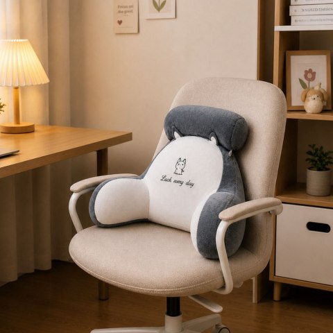 Oparcie Fotel Podparcie Pod Plecy Na Fotel Łóżko Biało Szary 60 x40 cm LEAN Toys