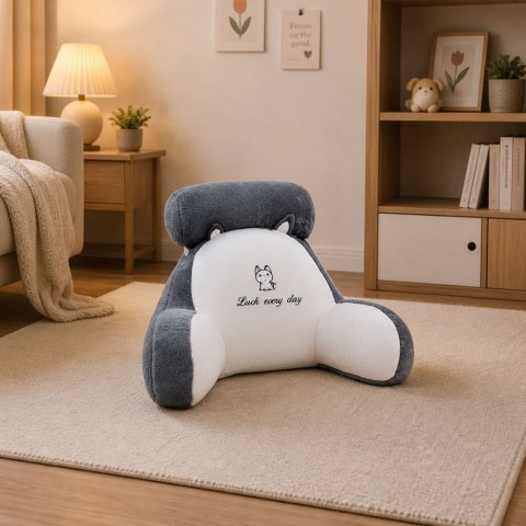 Oparcie Fotel Podparcie Pod Plecy Na Fotel Łóżko Biało Szary 60 x40 cm LEAN Toys