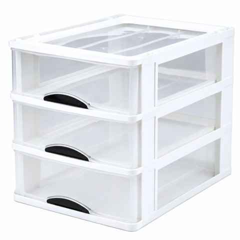 Organizer Wielofunkcyjny 3 Szuflady Plastikowy Pojemnik Biały LEAN