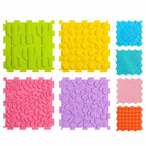 Sensoryczne Puzzle Silikonowe Mata Ścieżka Sensoryczna Kolorowe 25 cm 12el. LEAN Toys
