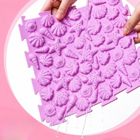 Sensoryczne Puzzle Silikonowe Mata Ścieżka Sensoryczna Kolorowe 25 cm 12el. LEAN Toys