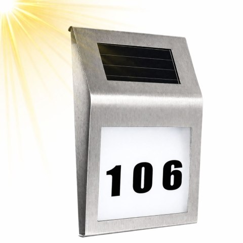 Solarna Lampa LED Kinkiet z Numerem Domu Podświetlany Ze Stali Nierdzewnej LEAN