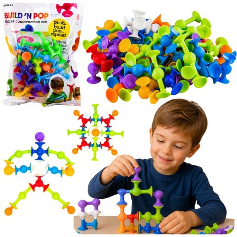 Zestaw Klocki Konstrukcyjne Przyssawki Sensoryczne Kolorowe Pszczółki LEAN Toys