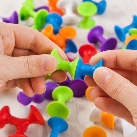 Zestaw Klocki Konstrukcyjne Przyssawki Sensoryczne Kolorowe Pszczółki LEAN Toys