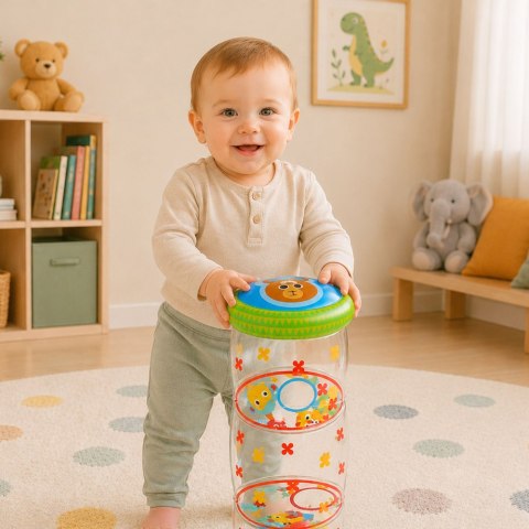 Dmuchany Walec Wałek Z Piłkami Do Raczkowania Dla Malucha Miś 51 x22 cm LEAN Toys