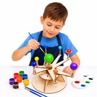 Drewniany Model Układu Słonecznego Planety DIY Zestaw Edukacyjny LEAN Toys