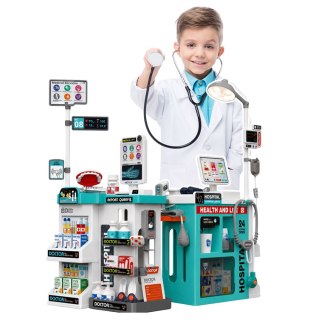 Duży Zestaw Lekarski Stolik Medyczny Doktor Światła Dźwięki Akcesoria 77el. LEAN Toys