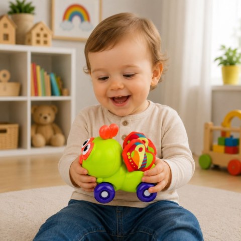 Interaktywna Zabawka Autko Pszczółka Sensoryczna Dla Malucha Zielona LEAN TOYS