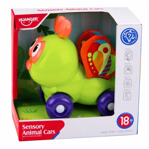 Interaktywna Zabawka Autko Pszczółka Sensoryczna Dla Malucha Zielona LEAN TOYS