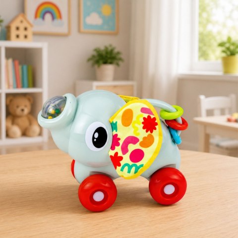 Interaktywna Zabawka Sensoryczna Autko Słonik Dla Malucha Szary LEAN TOYS
