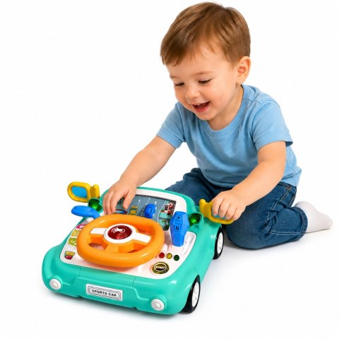 Panel Interaktywny Symulator Jazdy Autko Światła Dźwięki Niebieski LEAN Toys