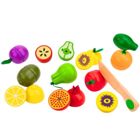 Zestaw Drewniane Owoce Do Krojenia Magnetyczne Bezpieczny Nóż Deska LEAN Toys