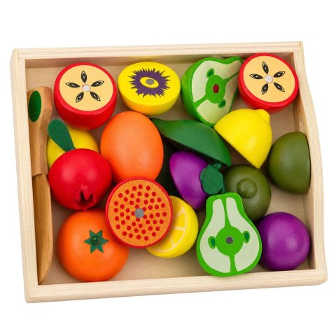 Zestaw Drewniane Owoce Do Krojenia Magnetyczne Bezpieczny Nóż Deska LEAN Toys