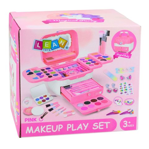Zestaw Piękności Kuferek Z Kosmetykami Dla Dzieci Jednorożec Różowy 72 el. LEAN Toys