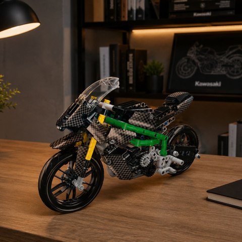 Klocki Konstrukcyjne Motocykl Wyścigowy Sportowy Czarny 656 el. LEAN Toys
