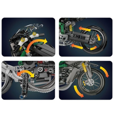 Klocki Konstrukcyjne Motocykl Wyścigowy Sportowy Czarny 656 el. LEAN Toys
