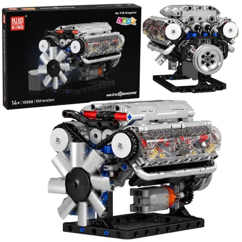 Klocki Konstrukcyjne Silnik V8 Model Mechaniczny Ruchome Tłoki 552 el. LEAN Toys