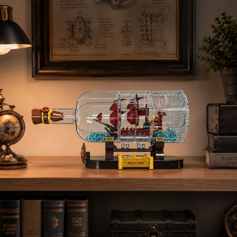 Klocki Konstrukcyjne Statek w Butelce Żaglowiec Dekoracyjny Brązowy 885 el. LEAN Toys