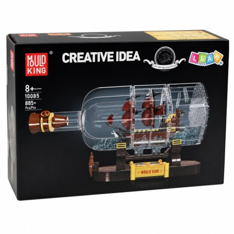 Klocki Konstrukcyjne Statek w Butelce Żaglowiec Dekoracyjny Brązowy 885 el. LEAN Toys