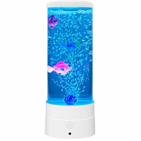 Lampka Nocna Ozdobna LED RGB Akwarium Z Rybkami 16 Kolorów USB Biała LEAN