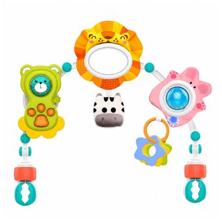 Pałąk Sensoryczny Z Lwem Do Łóżeczka Fotelika Wózka Lusterko Grzechotka LEAN Toys