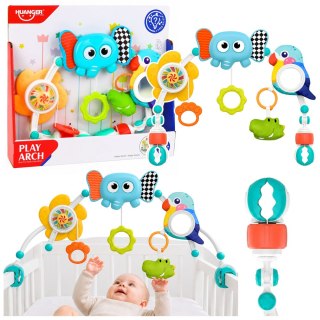 Pałąk Sensoryczny Ze Słoniem Do Łóżeczka Fotelika Wózka Lusterko Grzechotka LEAN Toys